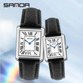 Sanda 9031/1108 pulseira de couro resistente mostrador quadrado à prova d'água esporte casual feminino masculino relógios de quartzo reloj relógio de casal de luxo