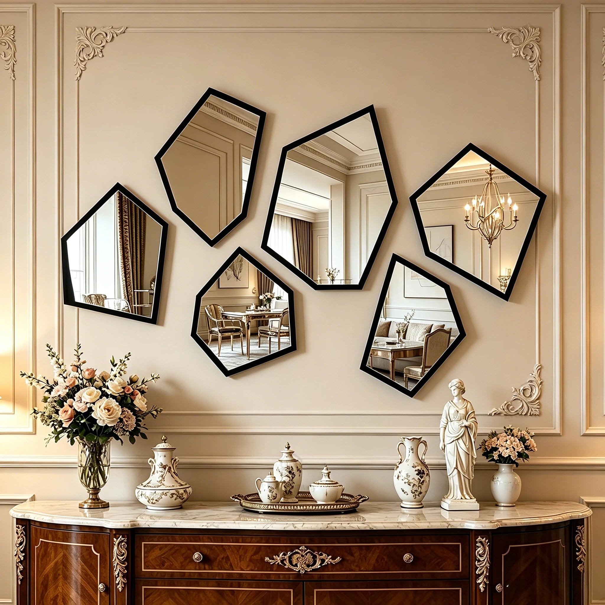Espelho Irregular de Acrílico (6 Peças), Espelho Decorativo Estilo Francês