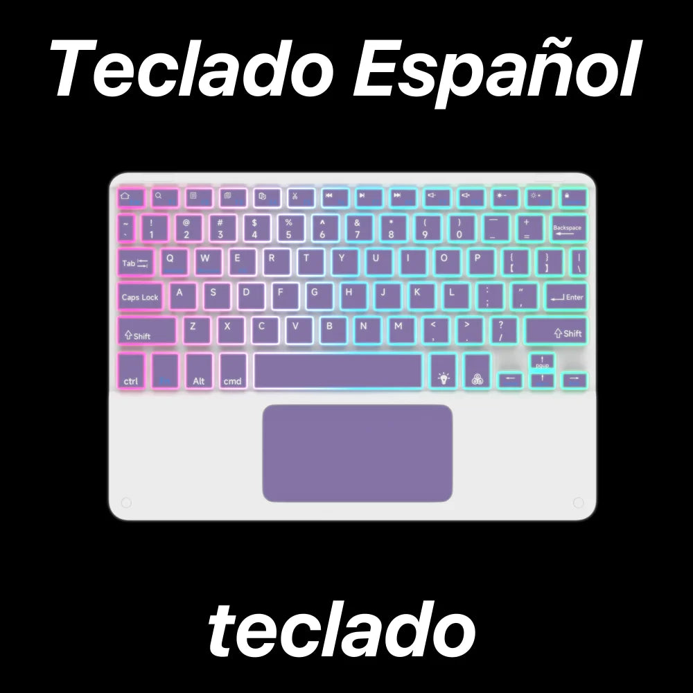 Teclado retroiluminado bluetooth com touchpad para sistema iOS Android Windows