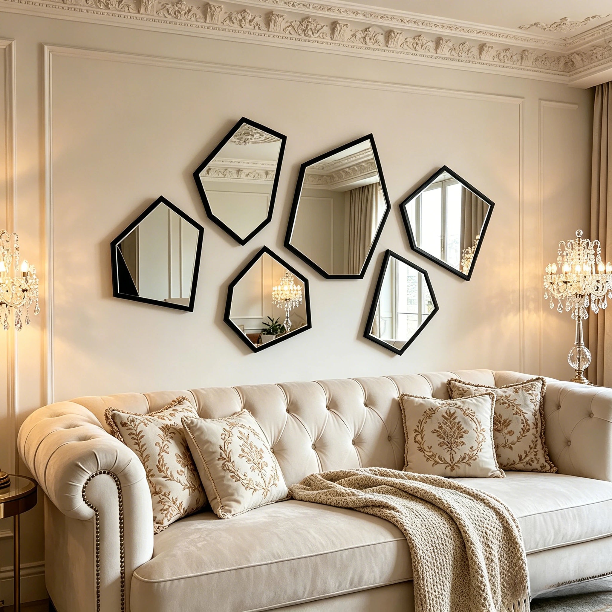 Espelho Irregular de Acrílico (6 Peças), Espelho Decorativo Estilo Francês