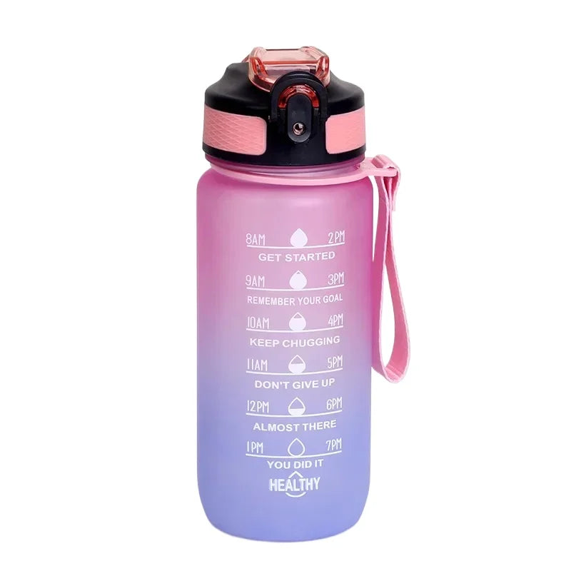 Garrafa de Água Motivacional 600ml, Garrafa Esportiva à Prova de Vazamentos