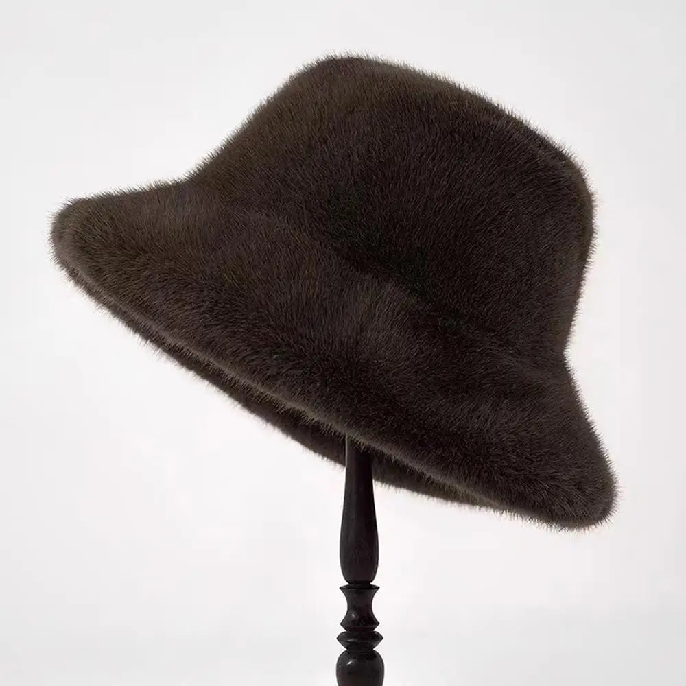 Chapéu bucket  para mulheres inverno de pelúcia