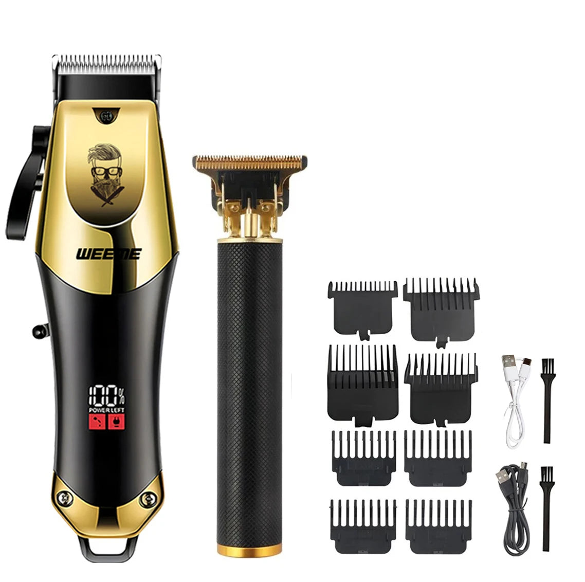 Máquina de cortar cabelo elétrica masculina vintage t9, aparador de barba/máquina de corte de cabelo recarregável com kit aparador de cabelo de nariz, presente para namorado
