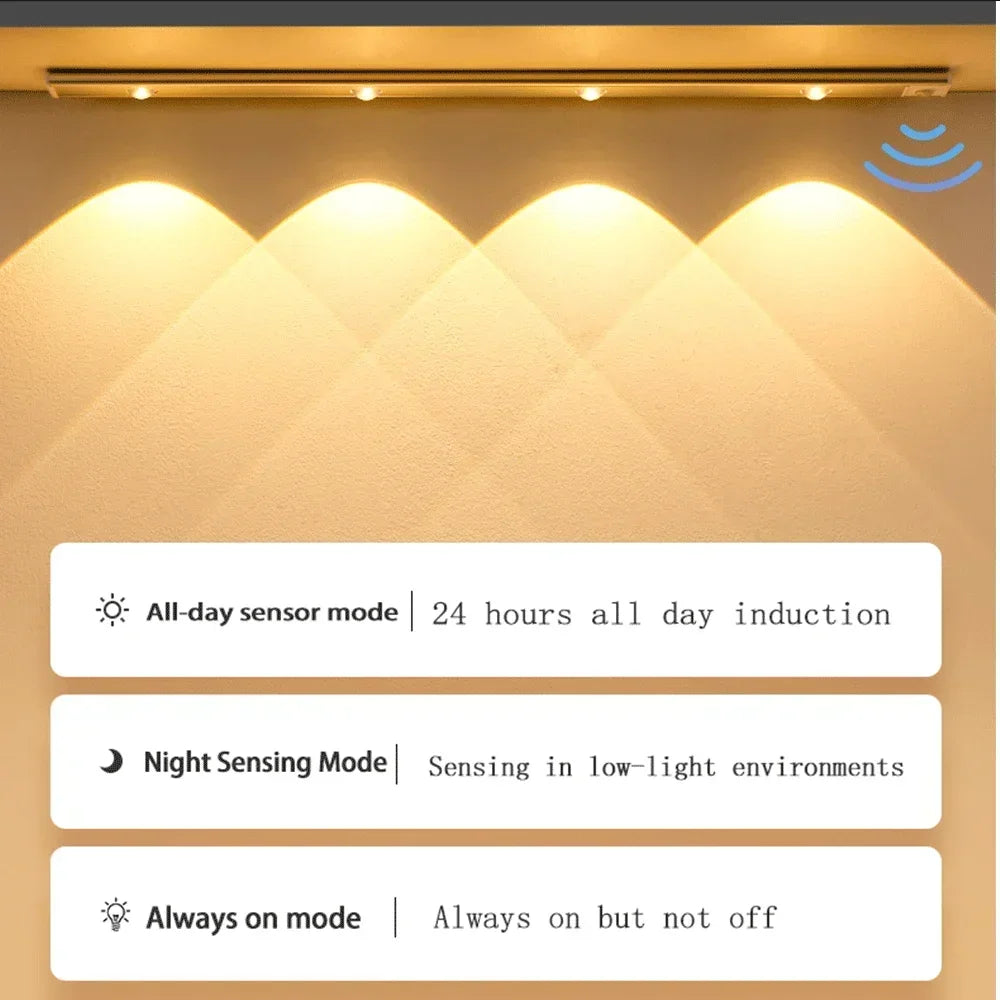 Armário led luz noturna sensor de movimento sem fio ultra fino sob a lâmpada do armário para cozinha quarto guarda-roupa iluminação interior