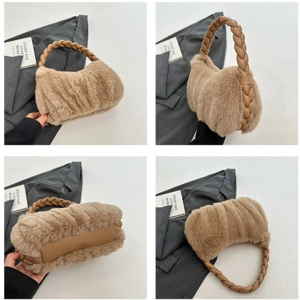 Bolsa de ombro elegante de pelúcia macia