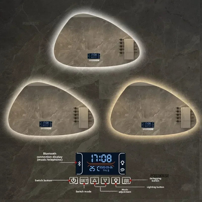 espelhos de  decoração irregular inteligente led luminoso
