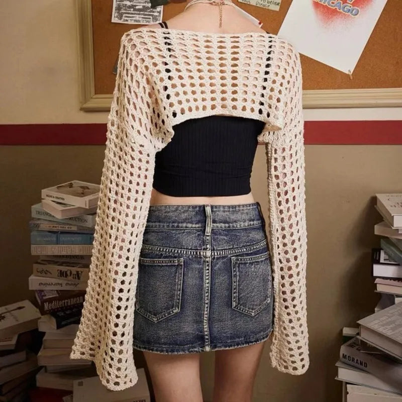 Cropped de malha para mulheres, Top de praia