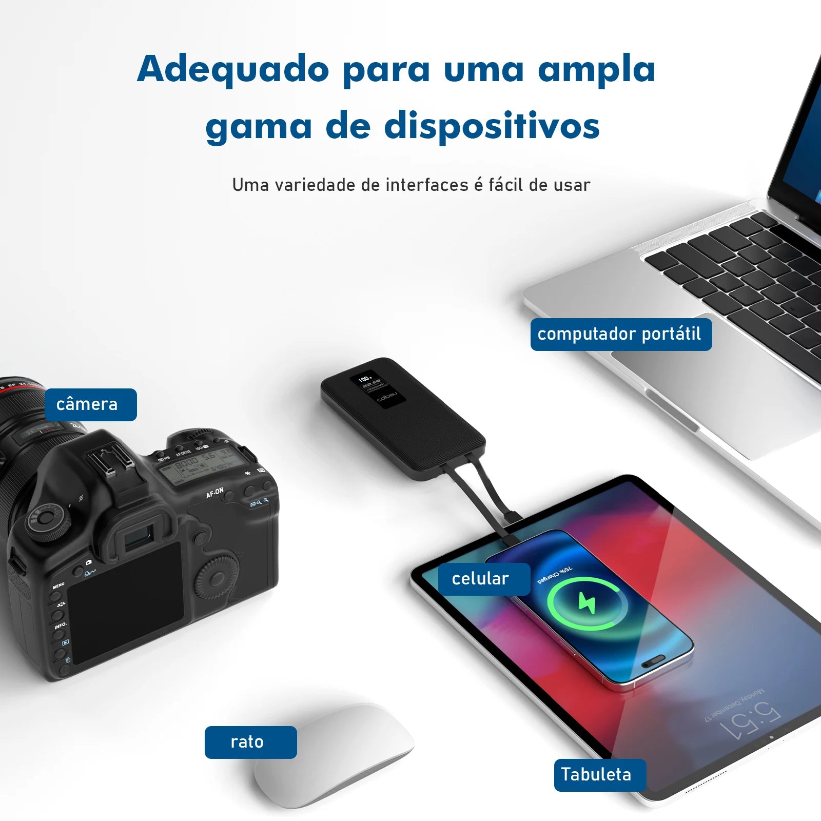 Powerbank， Powerbank 10000mah， Powerbak， Power Bank Portátil， Bateria Portátil， Pilhas Recarregáveis， Coibeu, 23W