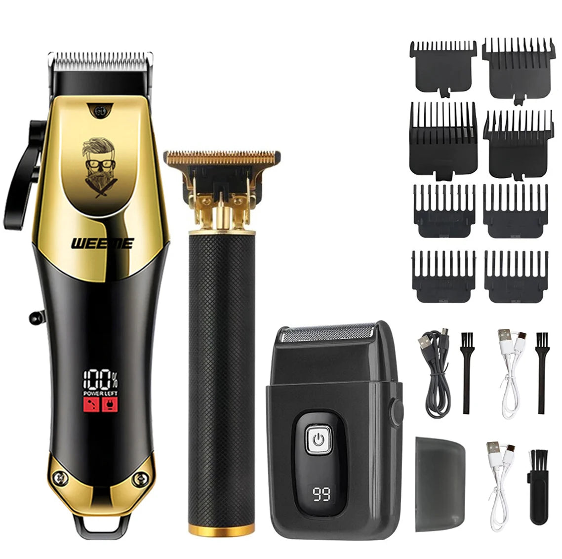 Máquina de cortar cabelo elétrica masculina vintage t9, aparador de barba/máquina de corte de cabelo recarregável com kit aparador de cabelo de nariz, presente para namorado
