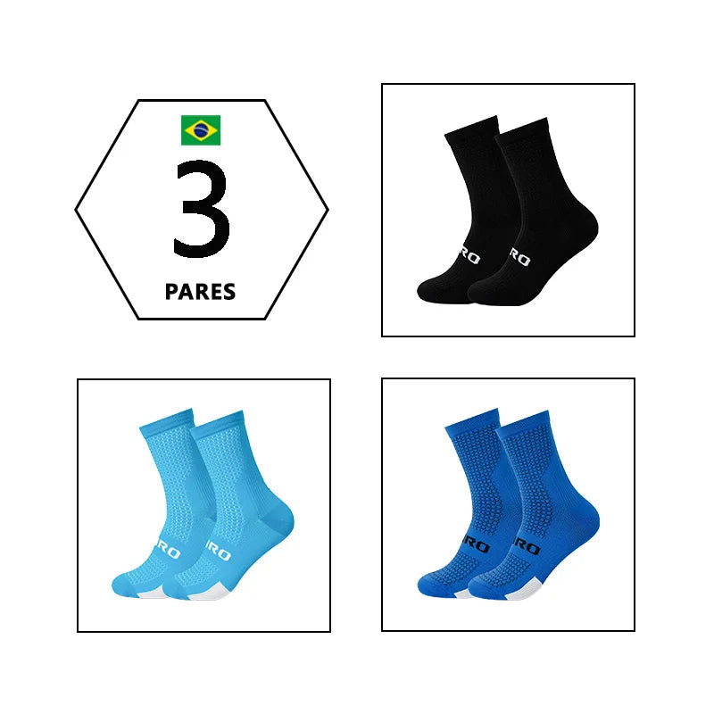 3 Pares Meias de ciclismo respiráveis Meia de yoga antiderrapante