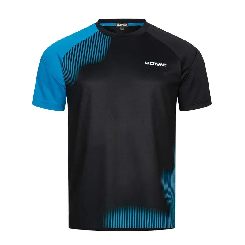 Camiseta masculina de tênis de mesa padrão subcorrente verão ventilar badminton camiseta tênis de mesa manga curta secagem rápida topos