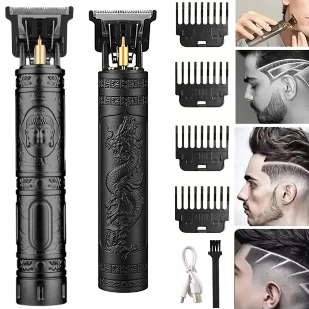 Máquina de corte de cabelo vintage t9 máquina de cortar cabelo usb carregamento rápido barbeador barbeiro aparador de cabelo sem fio para barbe masculino