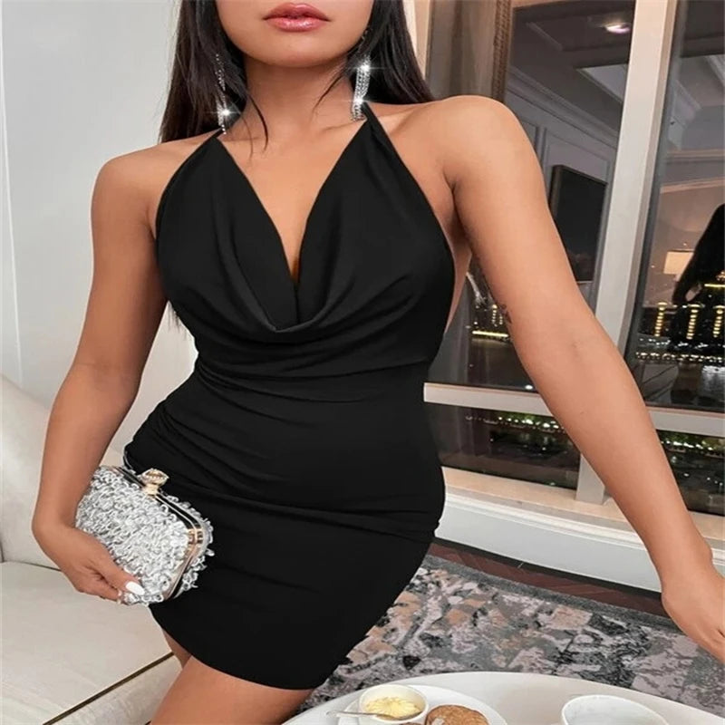 Europa e nos Estados Unidos feminino primavera verão ins moda sexy arco aberto halter pescoço curto